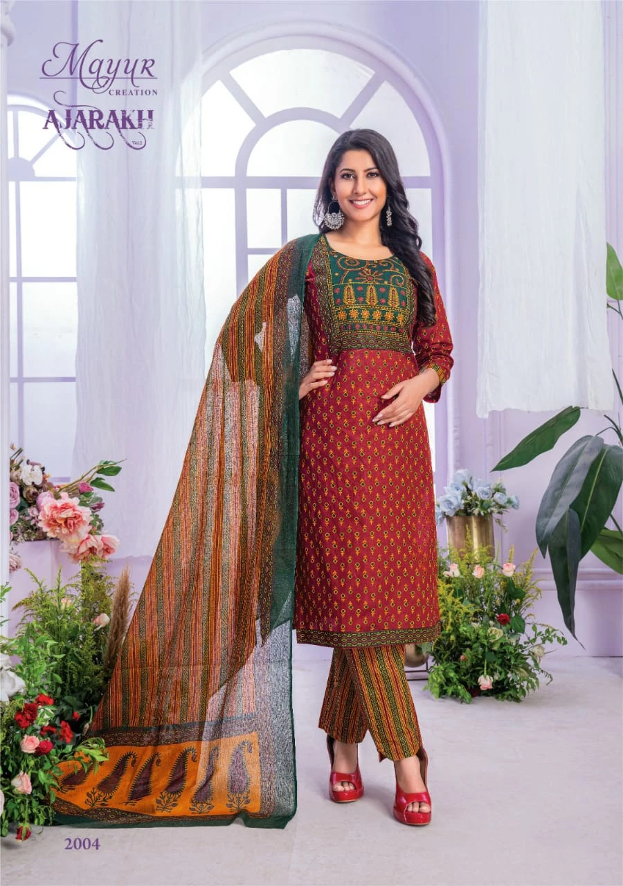 Mayur Ajarakh Vol 2 Pure Cotton Wholesale Readymade Salwar Suit Catalog — Wholesale Salwar Suits, Mayur Dress wholesale from Surat - Gallery Image 4